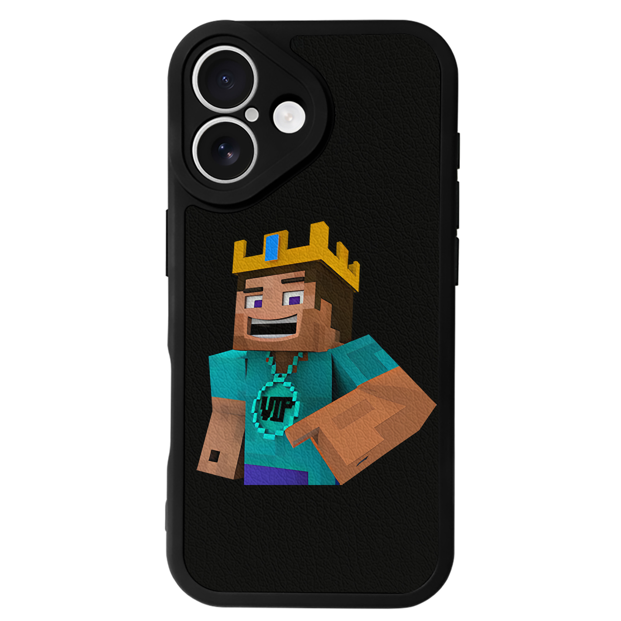 （画像用） マインクラフト ブロックの世界 Minecraft MC Block world 【iPhone 16シリーズ対応】シリコンスマホケース（レザー調） 材質：シリコン